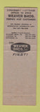 Matchbook Cover - Weaver Bros Washington DC Insurance Loans