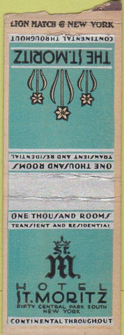 Matchbook Cover - Hotel St Moritz New York City BOBTAIL