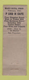 Matchbook Cover - P&M Cafe San Francisco CA WORN
