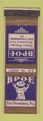 Matchbook Cover - Elks Lodge East Stroudsburg PA