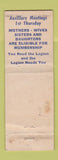 Matchbook Cover - American Legion Wilmore Richter Arvada Colorado WORN