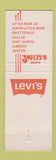 Matchbook Cover John's Jeans Levis North Little Rock AR Dallas Denton Lubbock TX