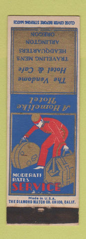 Matchbook Cover - Vendome Hotel Cafe Arlington OR bellhop