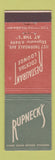 Matchbook Cover - Rupneck's Restaurant Chicago IL