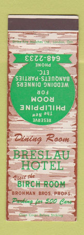 Matchbook Cover - Breslau Hotel ON