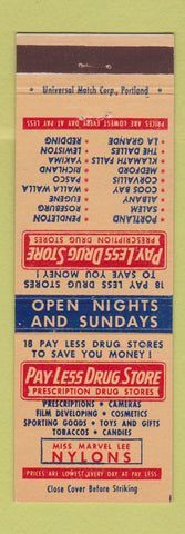 Matchbook Cover - Pay Less Drug Store Portland Albany Medford The Dalles OR