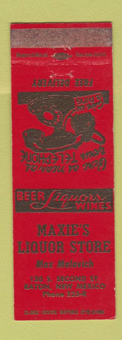 Matchbook Cover - Maxie's Liquor Store Raton NM WEAR