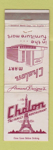 Matchbook Cover - Chalon Restaurant Mart  Los Angeles CA WORN