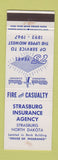 Matchbook Cover - Strasburg Insurance Agency ND WEAR 1967