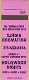 Matchbook Cover - Hollywood Nights Allentown PA strip club