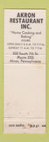 Matchbook Cover - Akron Restaurant Akron PA WEAR