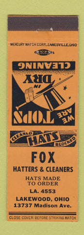 Matchbook Cover - Fox Hatters Cleaners Lakewood OH