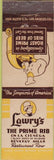 Matchbook Cover - Lowry's Prime Rid Beverly Hills CA