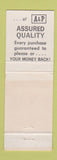 Matchbook Cover - Great Atlantic and Pacific Tea Company vegetables