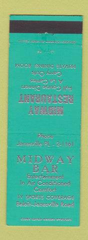 Matchbook Cover - Midway Bar Restaurant Janesville WI