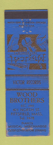Matchbook Cover - Wood Brothers Music Store Instruments Pittsfield MA WEAR