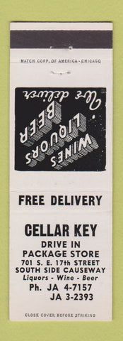 Matchbook Cover - Cellar Key Liquor  Fort Lauderdale FL