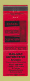 Matchbook Cover - Man Mac Auto Repair Transmission North Surrey BC