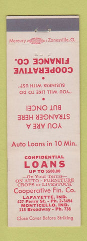 Matchbook Cover - Cooperative Finance Loans Lafayette IN