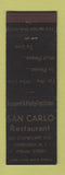 Matchbook Cover - San Carlo Restaurant Lyndhurst NJ WEAR