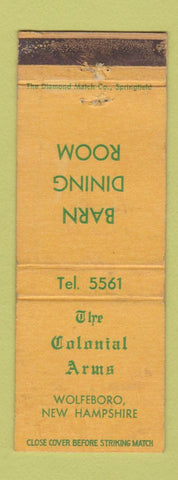 Matchbook Cover - The Colonial Arms Wolfeboro NH restaurant WORN