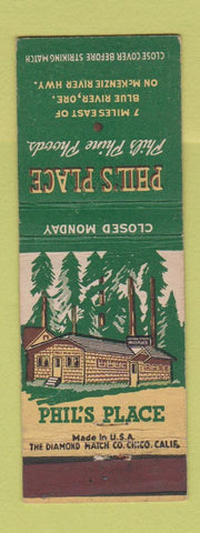 Matchbook Cover - Phil's Place Blue River OR restaurant