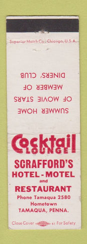 Matchbook Cover - Scrafford's Hotel Motel Tamaqua PA