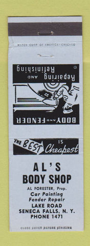 Matchbook Cover - Al's Body Shop Seneca Falls NY WEAR