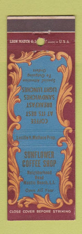 Matchbook Cover - Sunflower Coffee Shop Mastic Beach LI NY