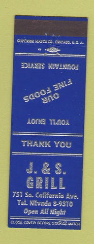 Matchbook Cover - J&S Grill