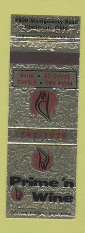 Matchbook Cover - Prime n Wine Restaurant Cincinnati OH