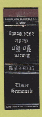 Matchbook Cover - Elmer Gremmels Tavern Ho Ho Grille