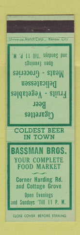 Matchbook Cover - Bassman Bros Grocery Des Moines IA