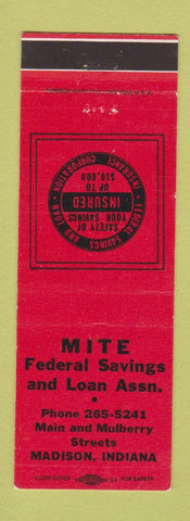 Matchbook Cover - Mite Federal Savings and Loan Madison IN