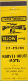 Matchbook Cover - Harvey House Motel Tecumseh MI yellow