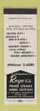 Matchbook Cover - Roger's Restaurant Chicago IL Loop