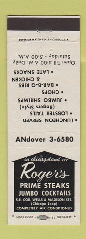 Matchbook Cover - Roger's Restaurant Chicago IL Loop