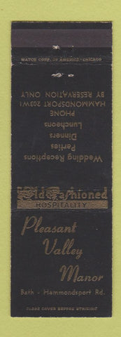 Matchbook Cover - Pleasant Valley Manor Bath Hammondsport NY?