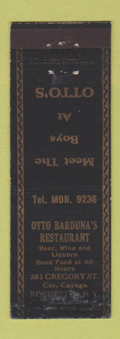 Matchbook Cover - Otto Barduna's Restaurant Rochester NY WORN
