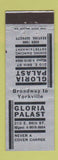 Matchbook Cover - Gloria Palast New York City restaurant WEAR