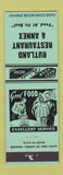 Matchbook Cover - Rutland Restaurant Annex WEAR