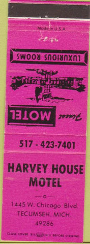 Matchbook Cover - Harvey House Motel Tecumseh MI WEAR pink
