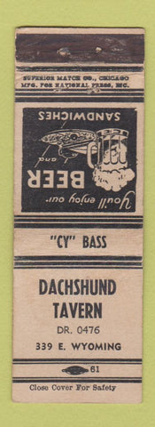 Matchbook Cover - Dachshund Tavern WORN hillbilly back
