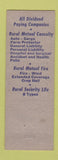 Matchbook Cover - Rural Group Insurance Madison WI