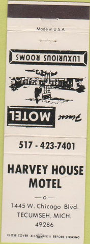 Matchbook Cover - Harvey House Motel Tecumseh MI white