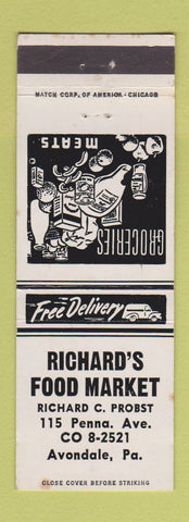 Matchbook Cover - Richard's Food Market Grocery Avondale PA
