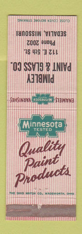 Matchbook Cover - Minnesota Paints Pimbley Sedalia MO low phone # WEAR