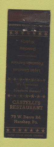 Matchbook Cover - Castelli's Restaurant Hershey PA WEAR