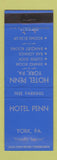 Matchbook Cover - Hotel Penn York PA