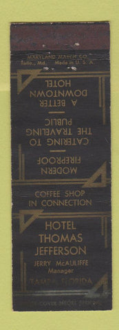 Matchbook Cover - Hotel Thomas Jefferson Tampa FL WEAR